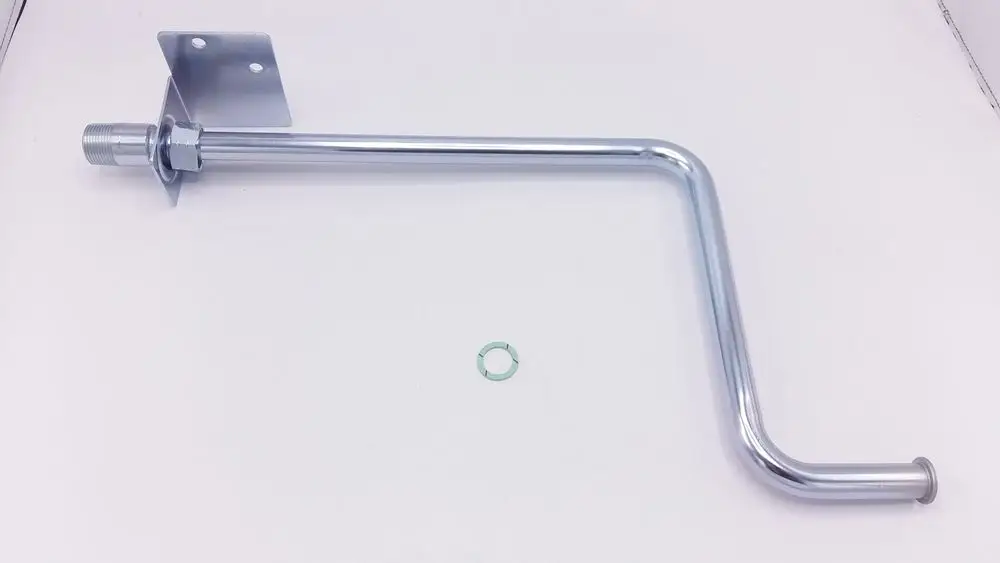 Gasrohr für Heizungsanlagen, geeignet für Remeha-Produkte. Es hat eine gewinkelte Form mit einer Montageplatte und einer Dichtung.